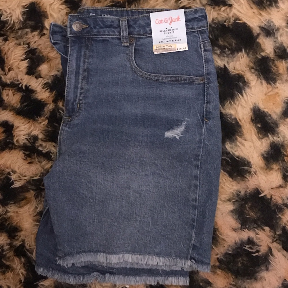 Cat & Jack Relaxed Midi Denim Shorts xxl 16/18 plus girls. New!🩷 mid thigh